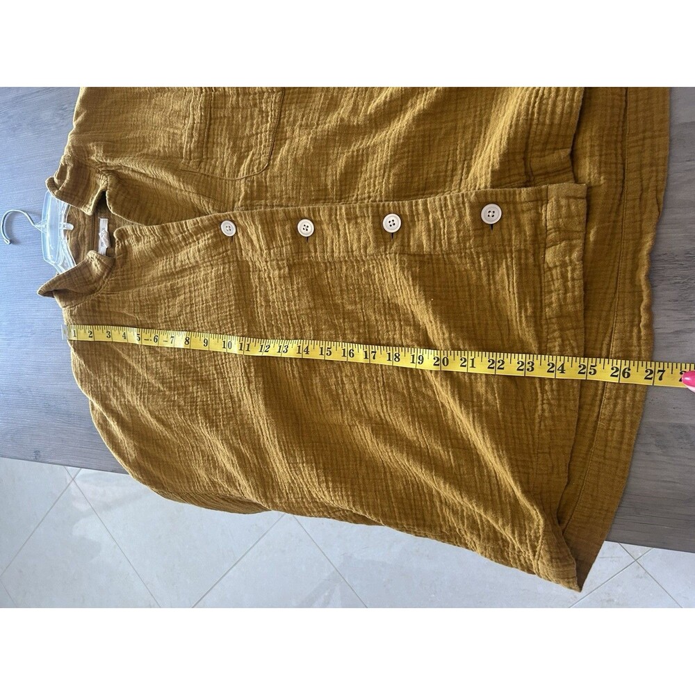 Madewell Women Gauze Button Down Shirt Top XL Mustard Yellow Coastal Beachy - Picture 8 of 8